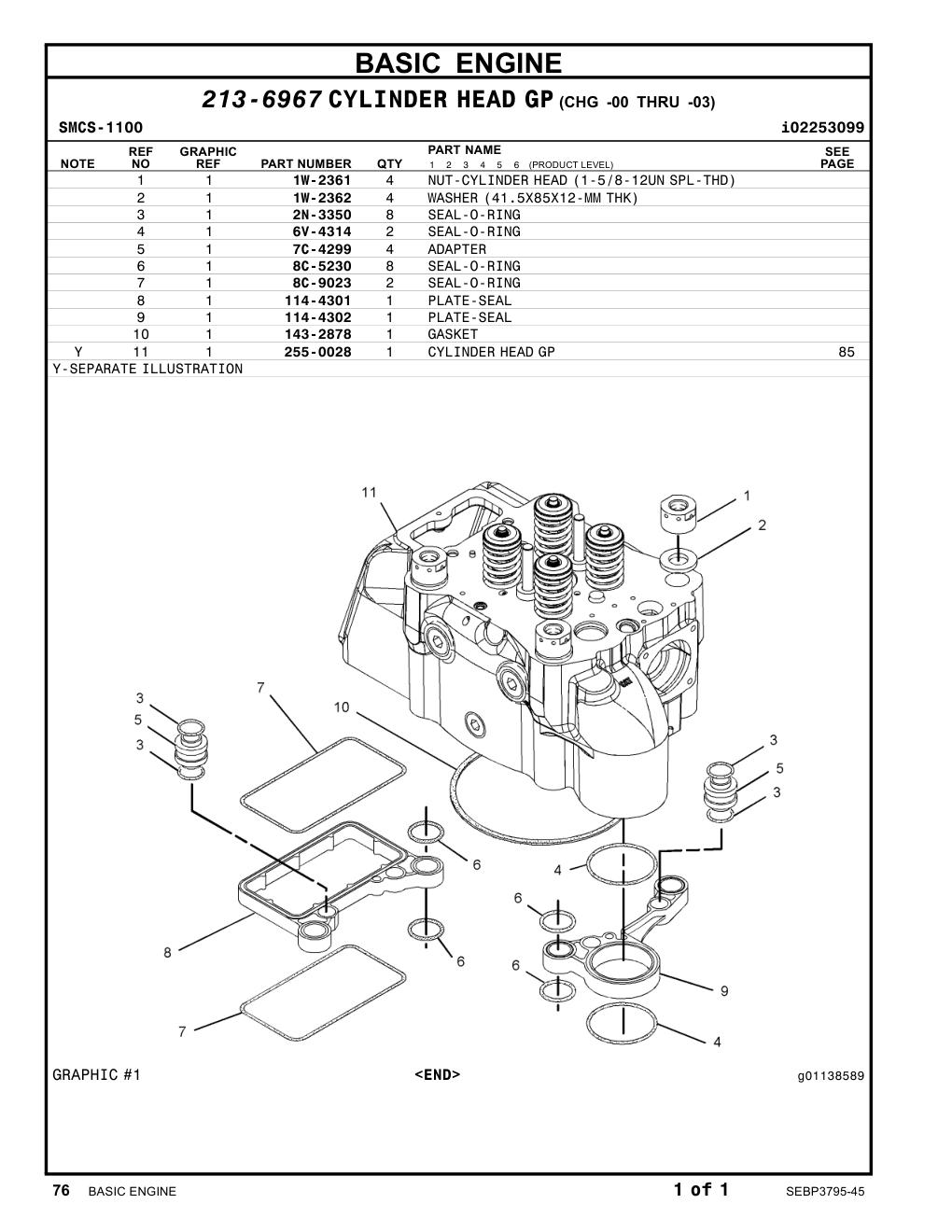 255-0028 CYLINDERHEADGP CAT parts manual diagram