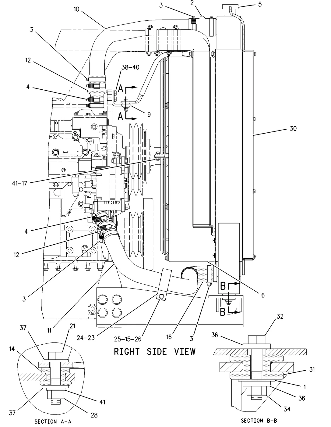 3126B · COOLING SYSTEM · 208-3038 CAT parts diagram