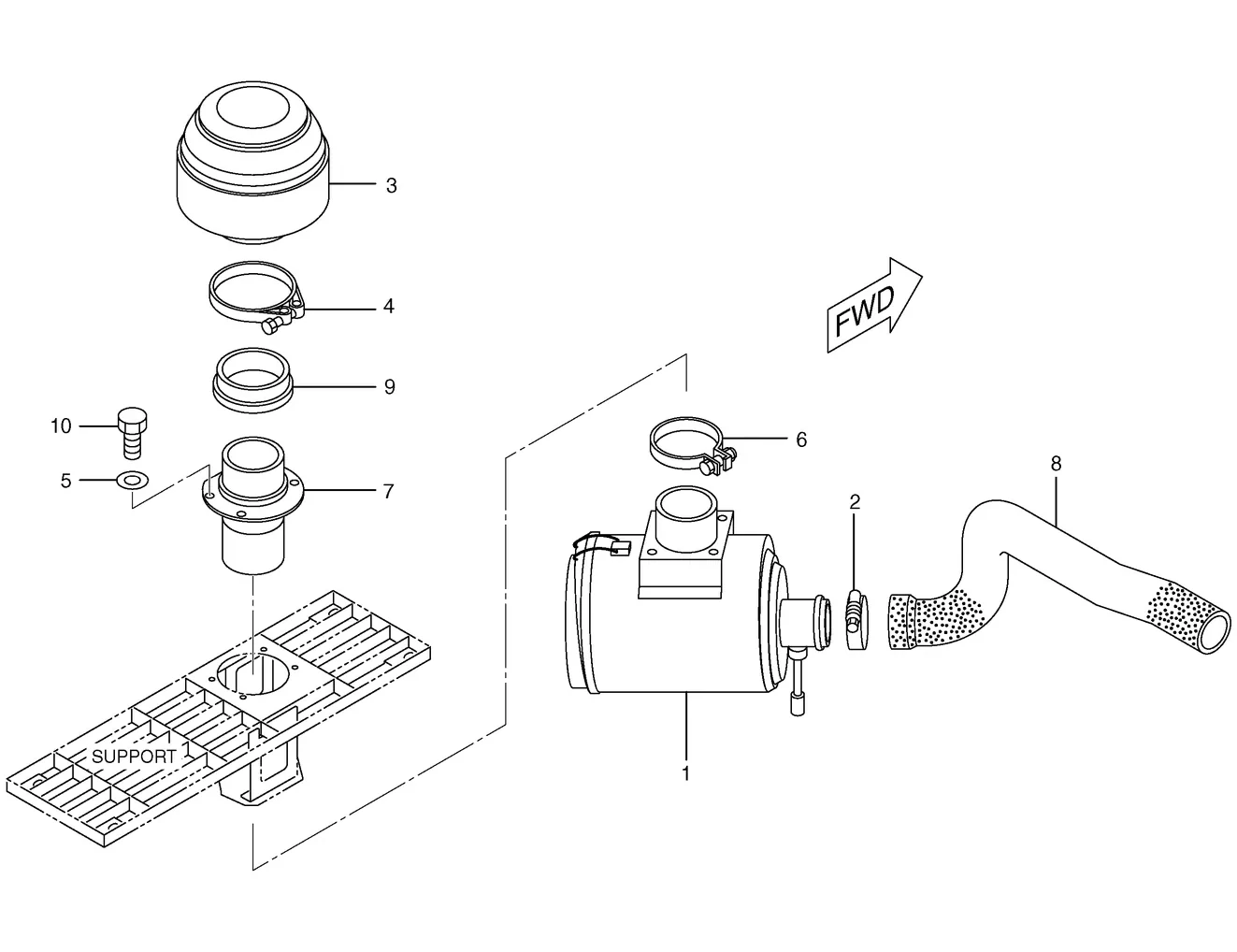 325C · AIR INLET AND EXHAUST SYSTEM · 183-8092 CAT parts diagram