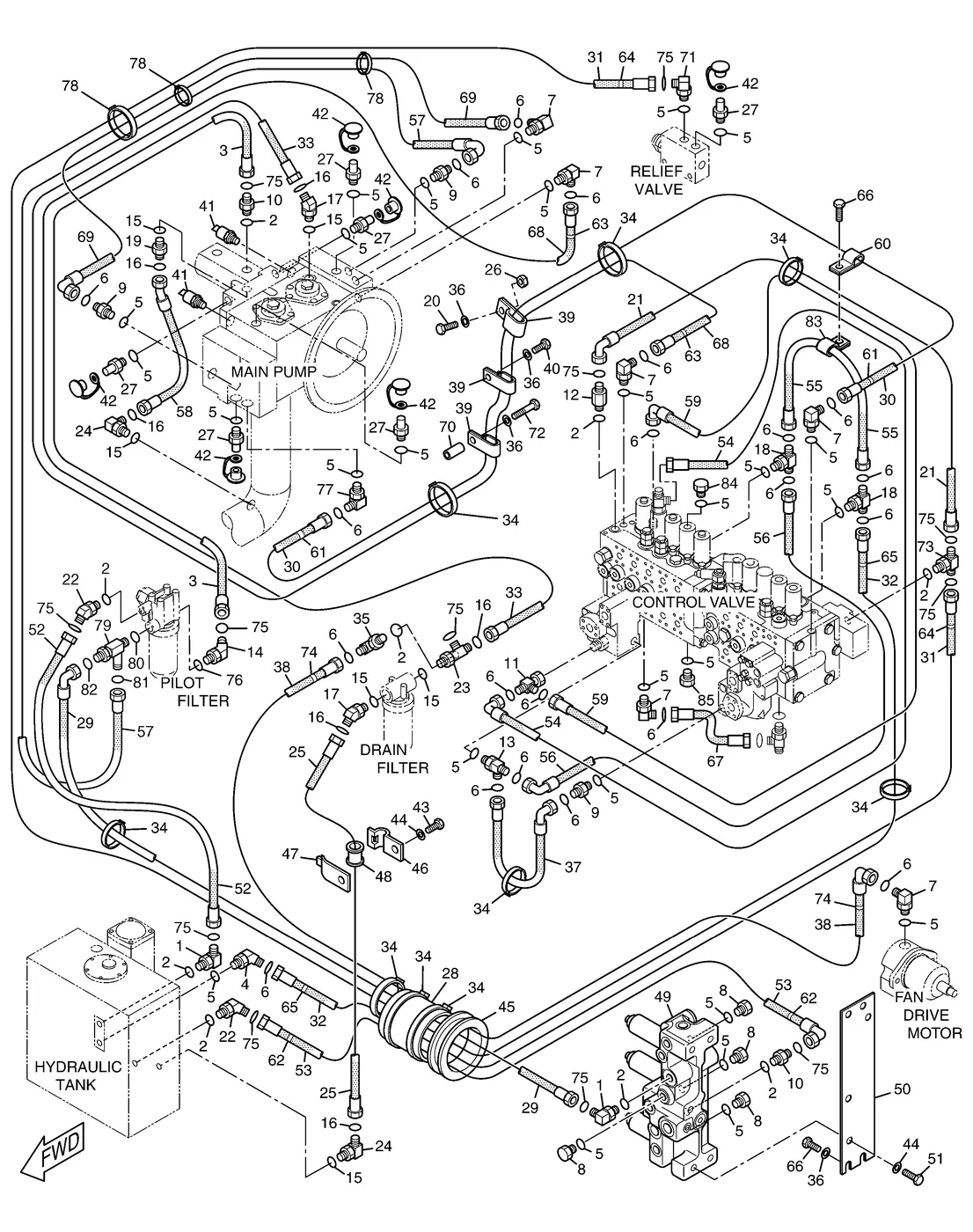 325C · HYDRAULIC SYSTEM · 179-7803 CAT parts diagram