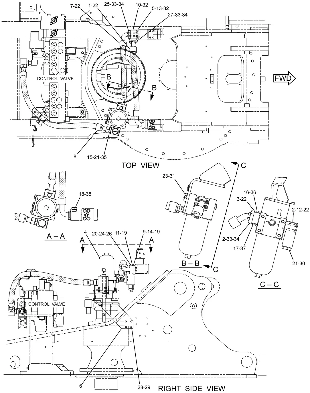 325D · HYDRAULIC SYSTEM · 255-1799 CAT parts diagram