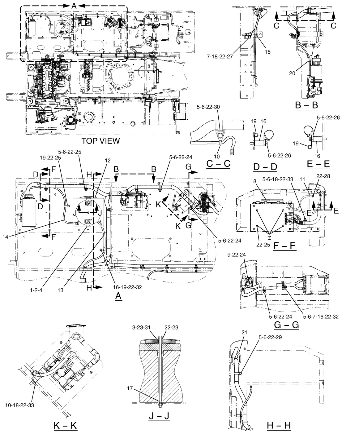 330C · ELECTRICAL AND STARTING SYSTEM · 186-4706 CAT parts diagram