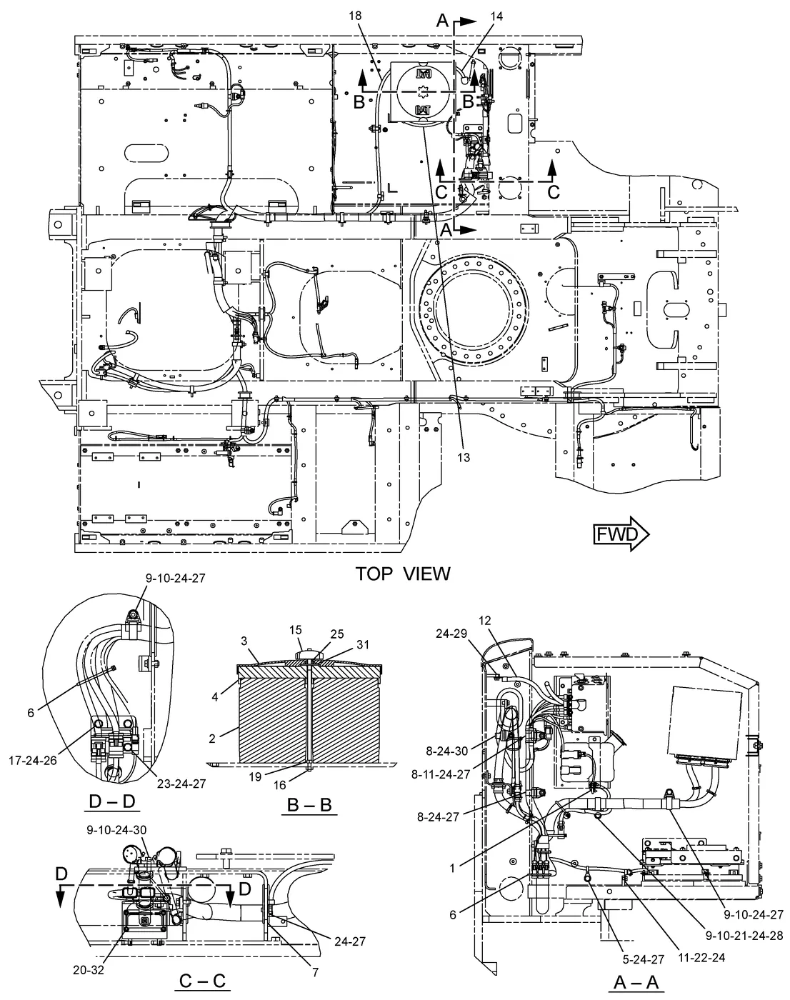 330D · ELECTRICAL AND STARTING SYSTEM · 306-8527 CAT parts diagram