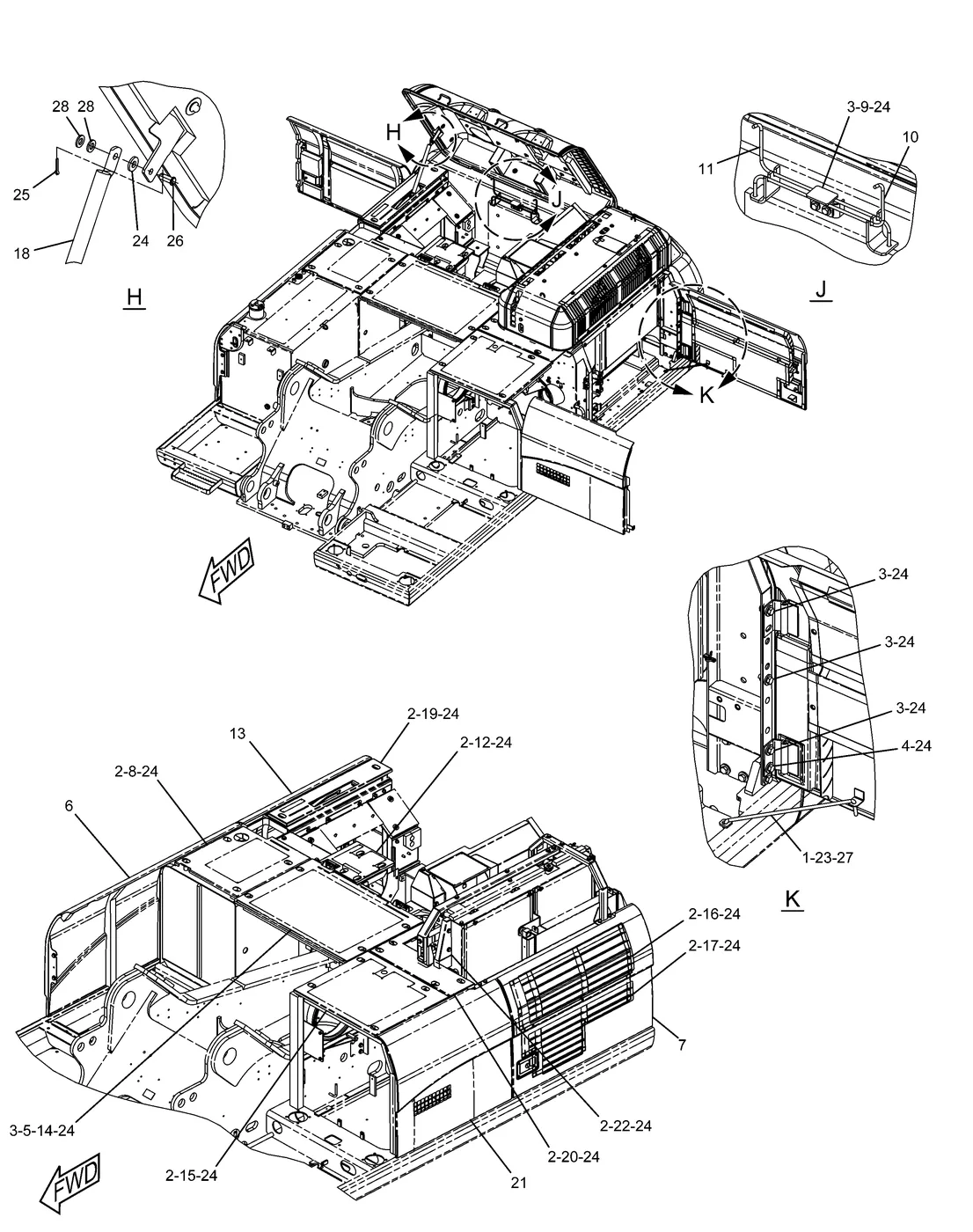 330D · FRAME AND BODY · 278-3810 CAT parts diagram