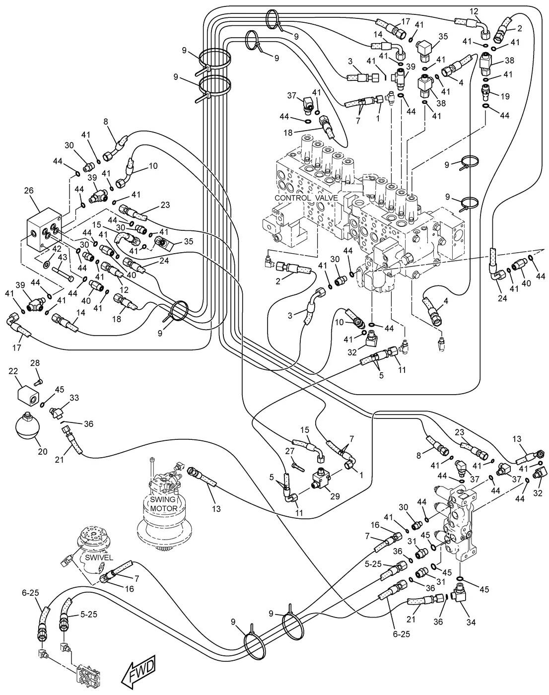 330D · HYDRAULIC SYSTEM · 255-2080 CAT parts diagram