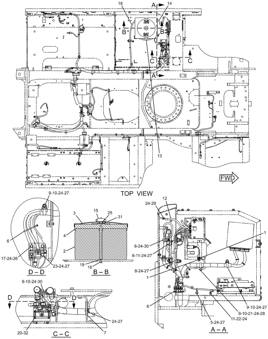 330D · FUEL SYSTEM · 262-2222 CAT parts diagram