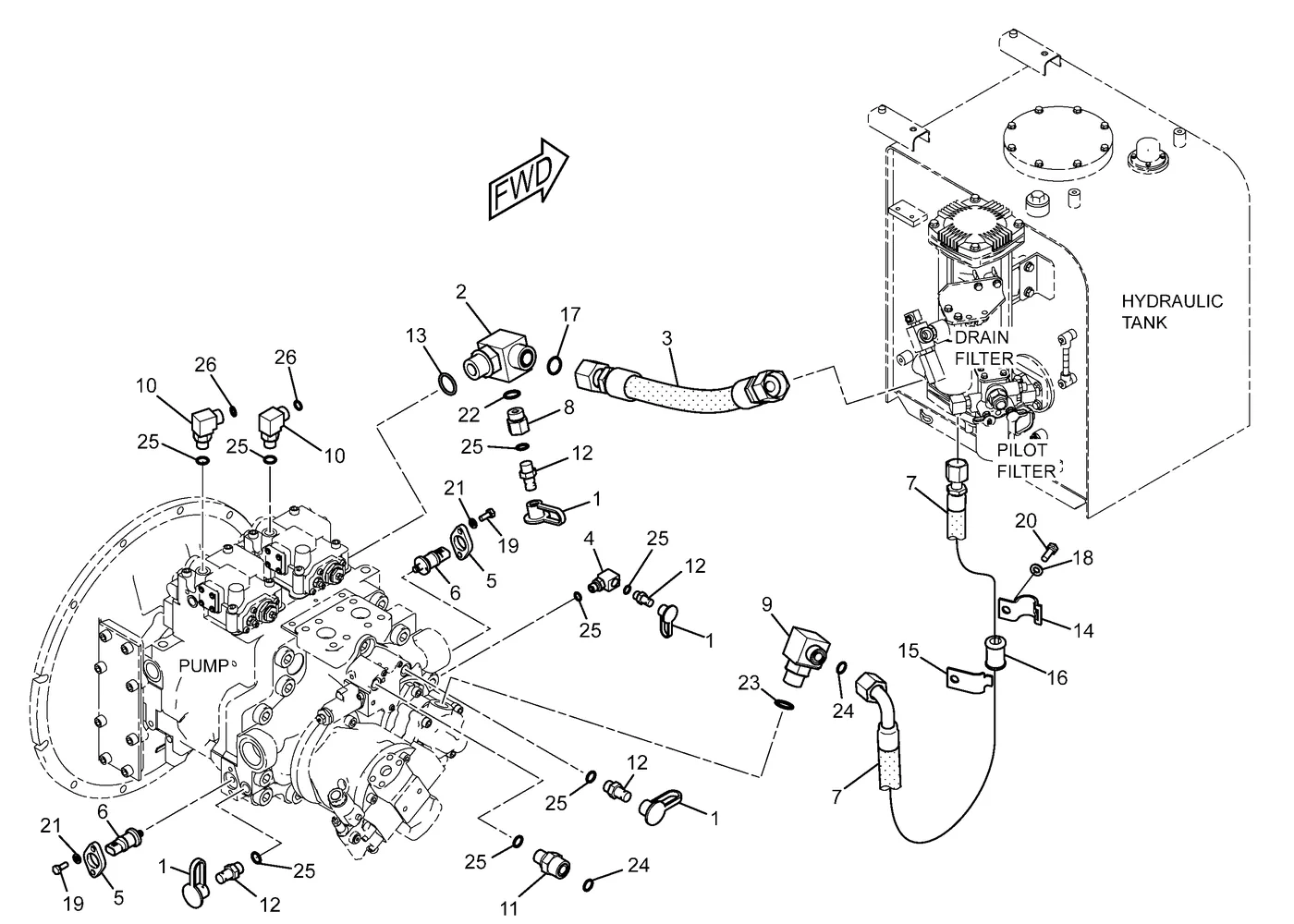 330D · HYDRAULIC SYSTEM · 307-5106 CAT parts diagram