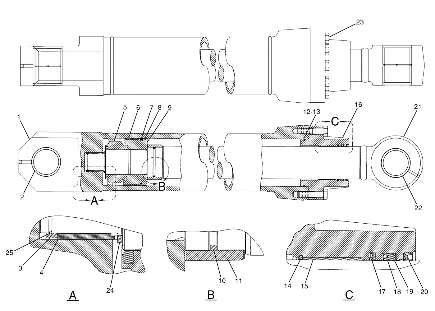 345B · HYDRAULIC SYSTEM · 129-7832 CAT parts diagram