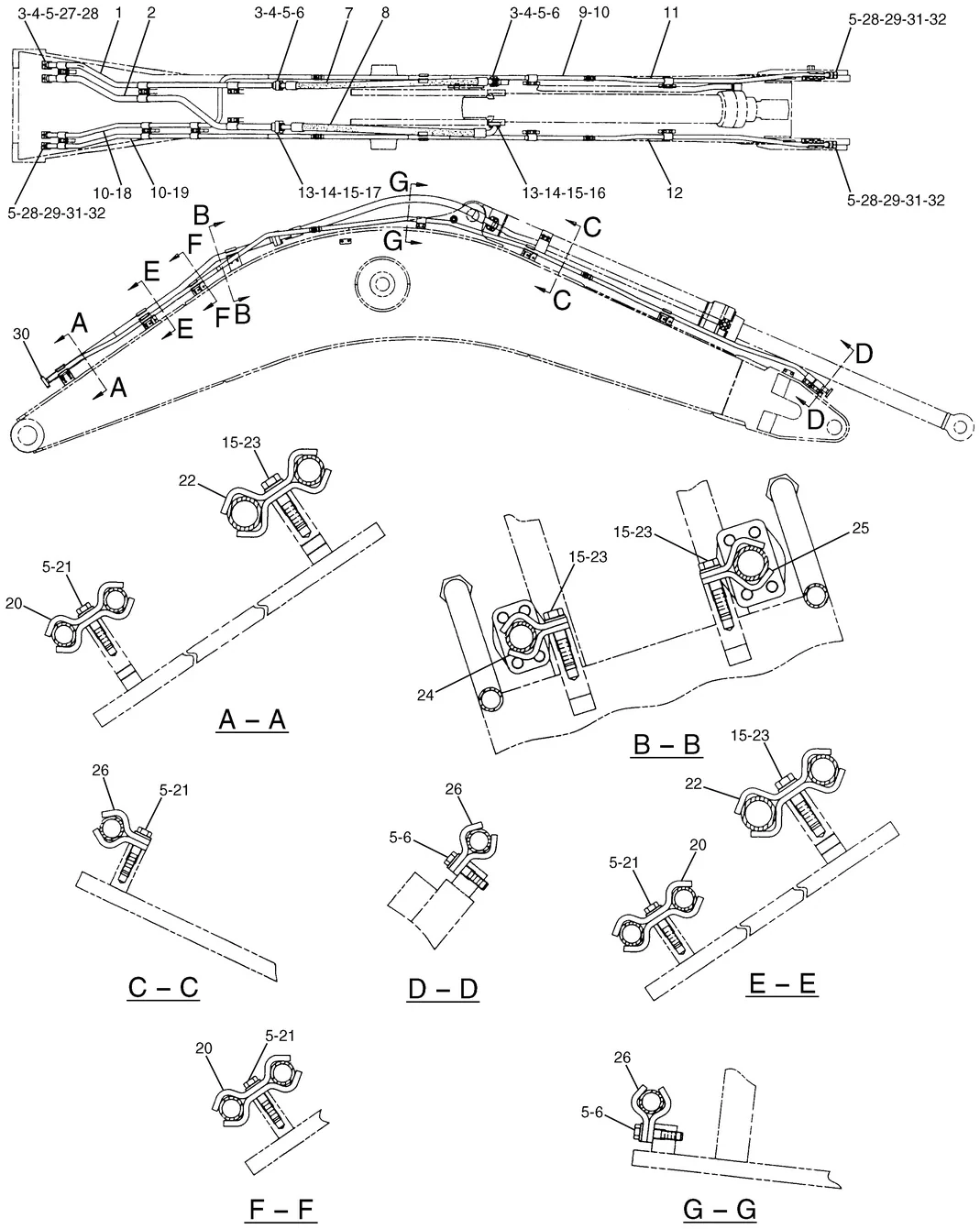 345B · HYDRAULIC SYSTEM · 124-1316 CAT parts diagram