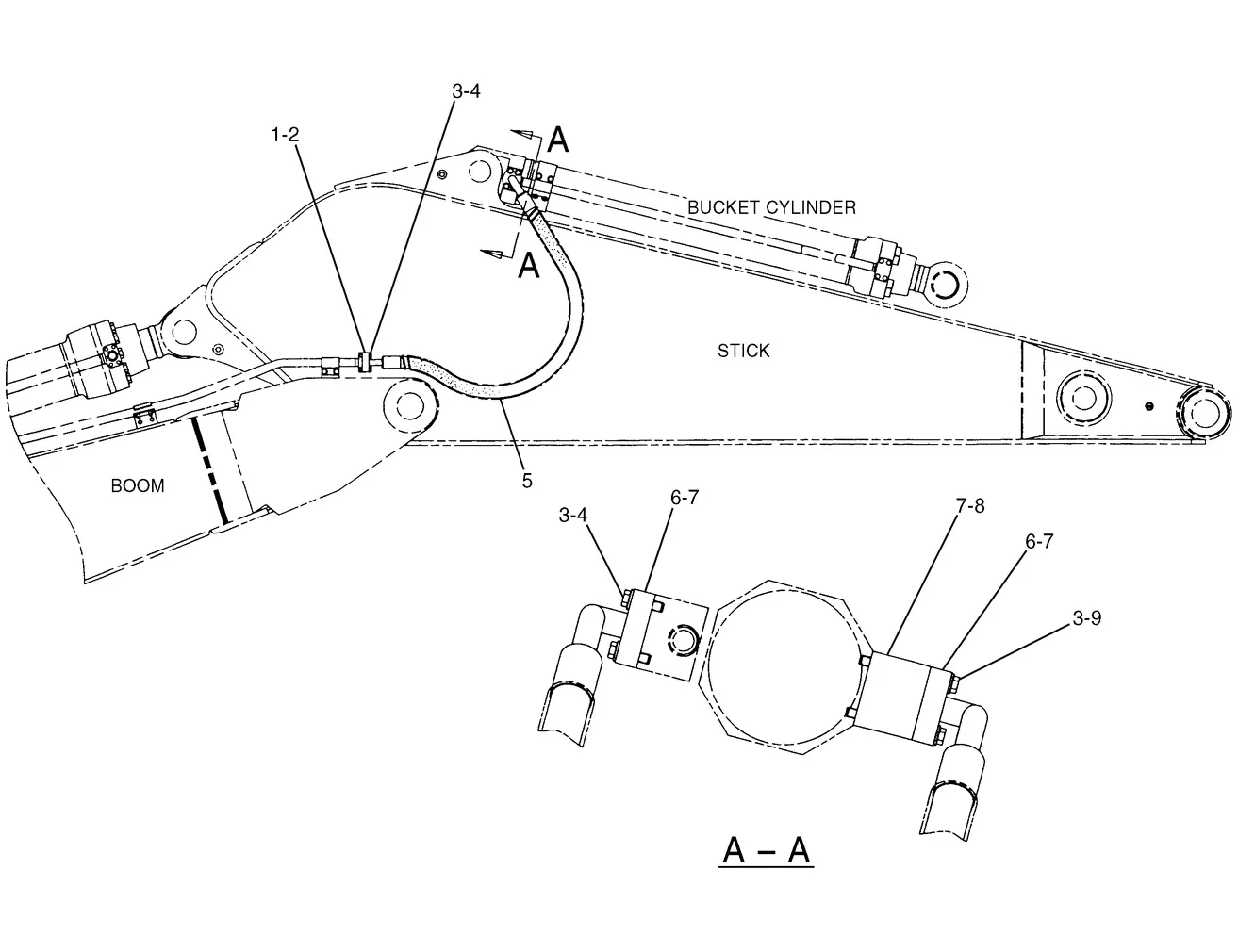 345B · HYDRAULIC SYSTEM · 128-7446 CAT parts diagram