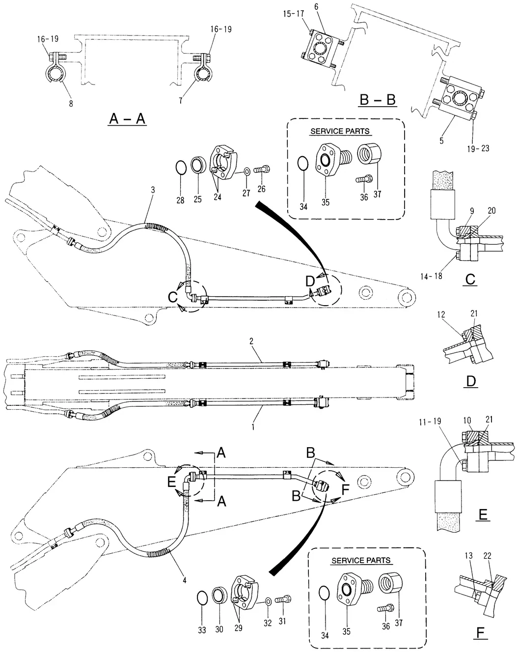 345B · HYDRAULIC SYSTEM · 135-4096 CAT parts diagram