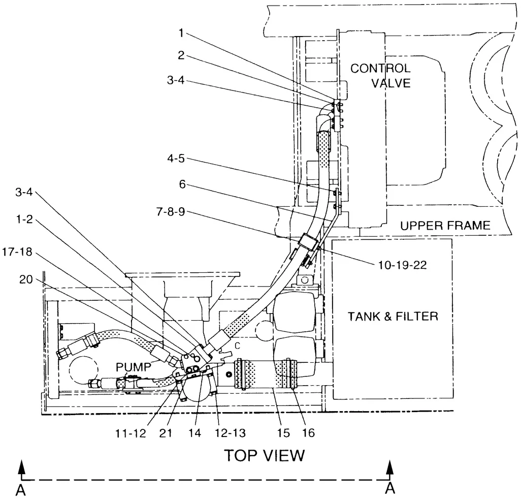 345B · HYDRAULIC SYSTEM · 128-7442 CAT parts diagram