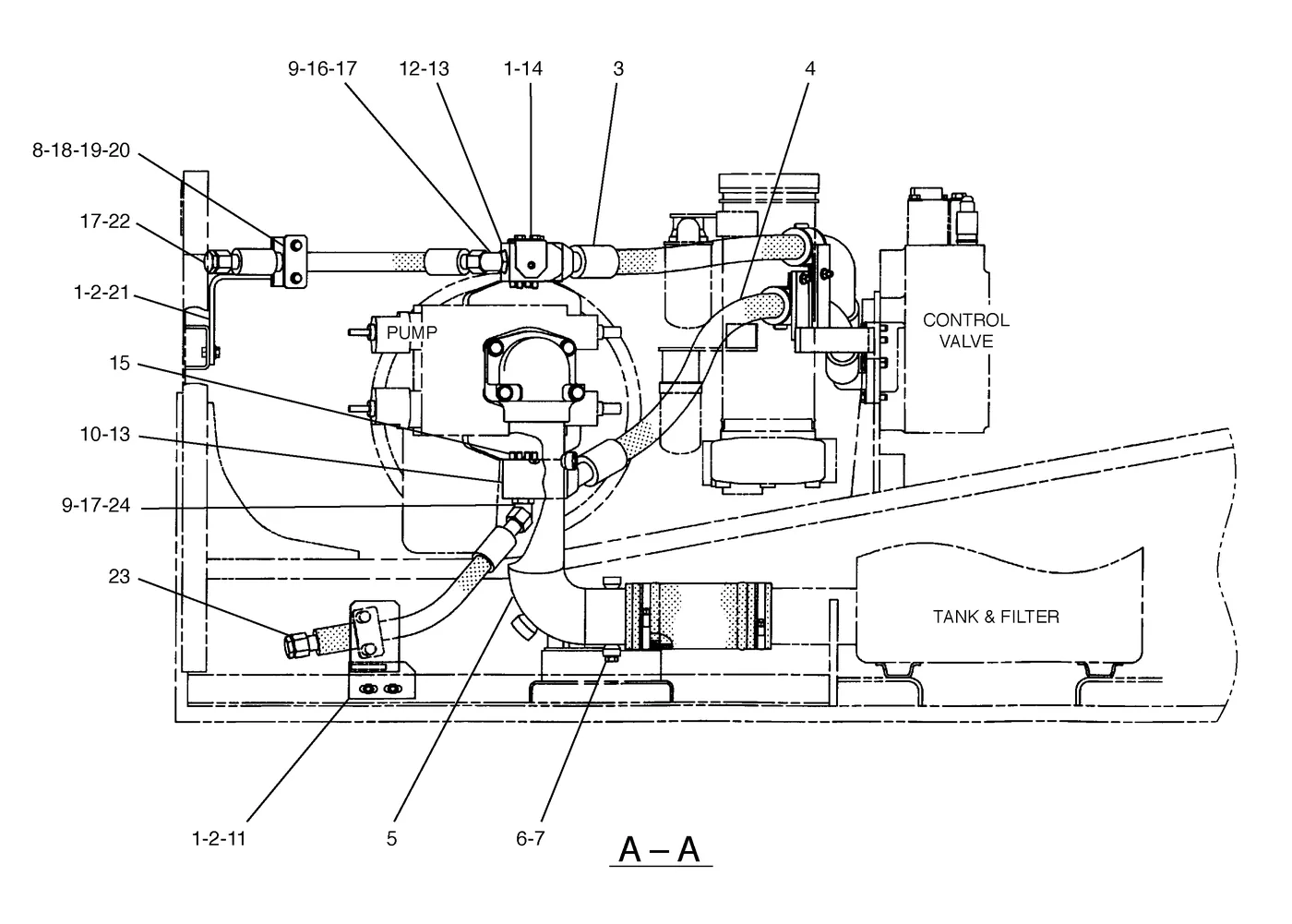 345B · HYDRAULIC SYSTEM · 128-7442 CAT parts diagram