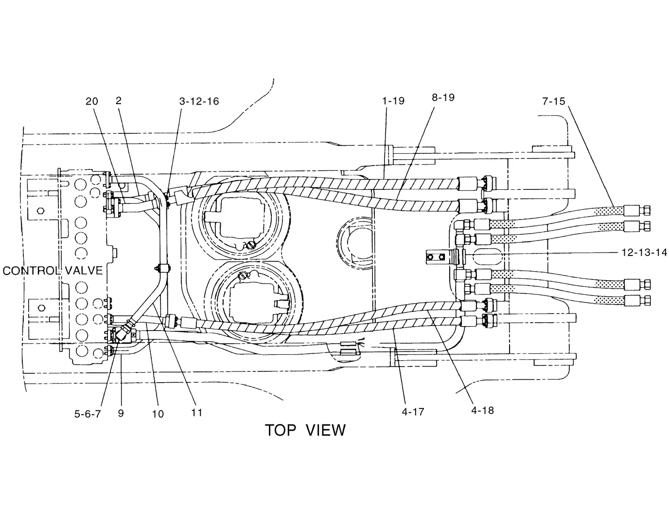 345B · HYDRAULIC SYSTEM · 128-7440 CAT parts diagram