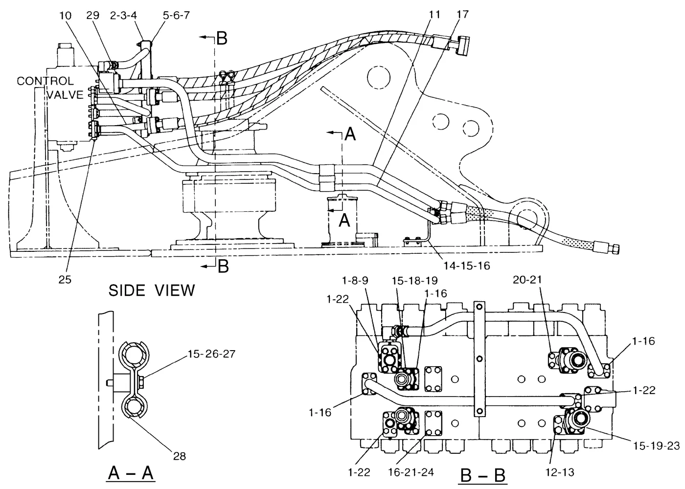 345B · HYDRAULIC SYSTEM · 128-7440 CAT parts diagram