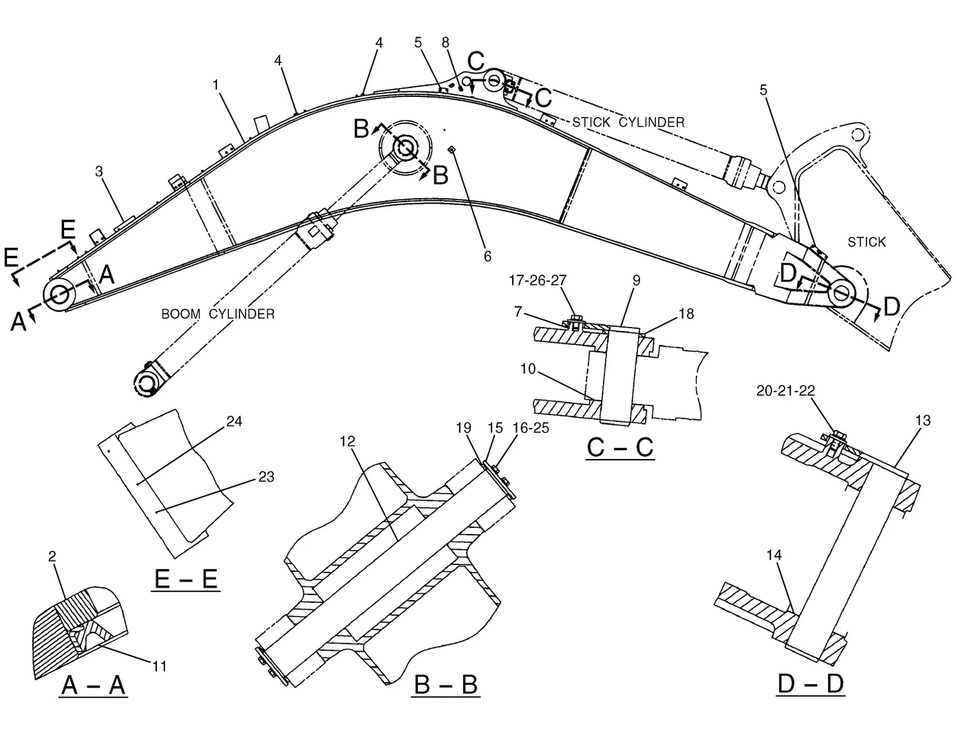 345B · IMPLEMENTS · 167-9847 CAT parts diagram