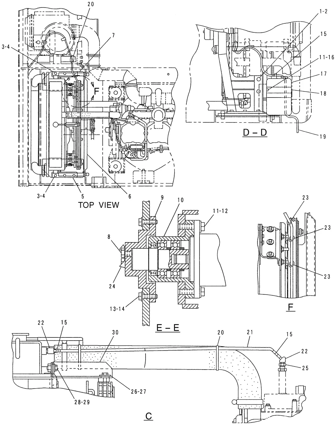 345B · COOLING SYSTEM · 124-1674 CAT parts diagram