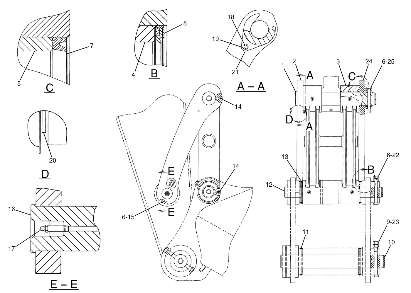 345B · IMPLEMENTS · 167-9856 CAT parts diagram