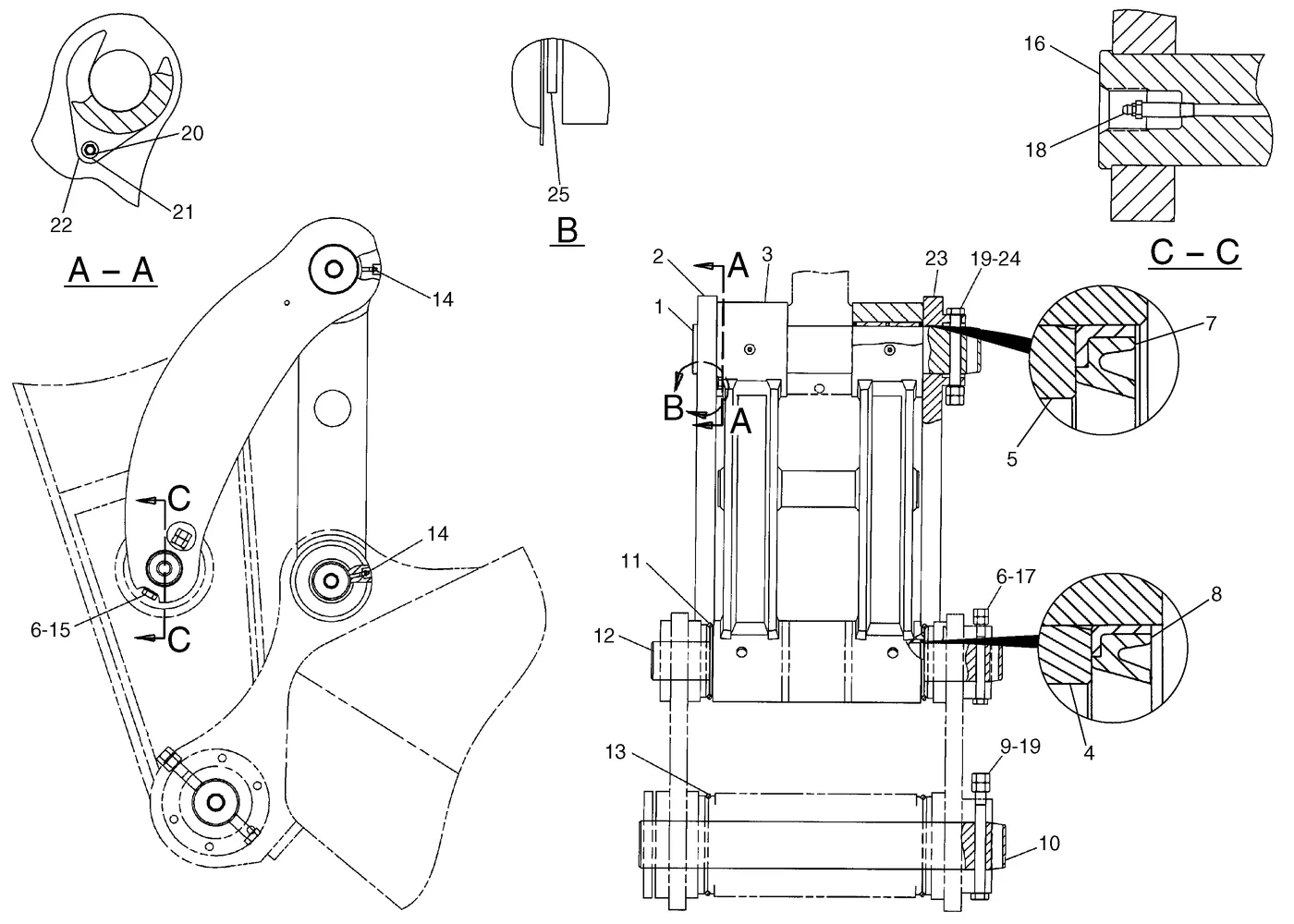 345B · IMPLEMENTS · 167-9857 CAT parts diagram