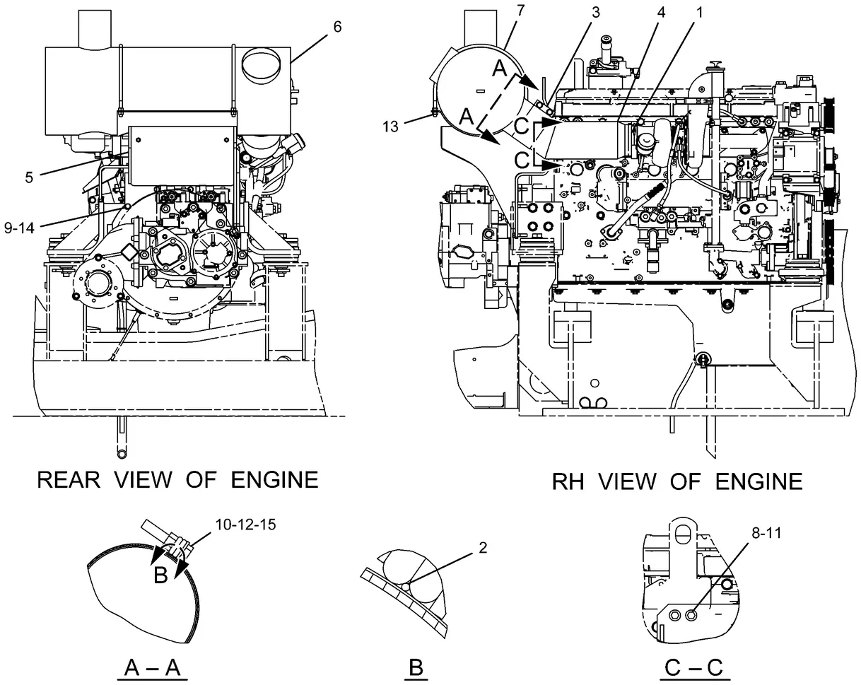 345C · AIR INLET AND EXHAUST SYSTEM · 222-8253 CAT parts diagram