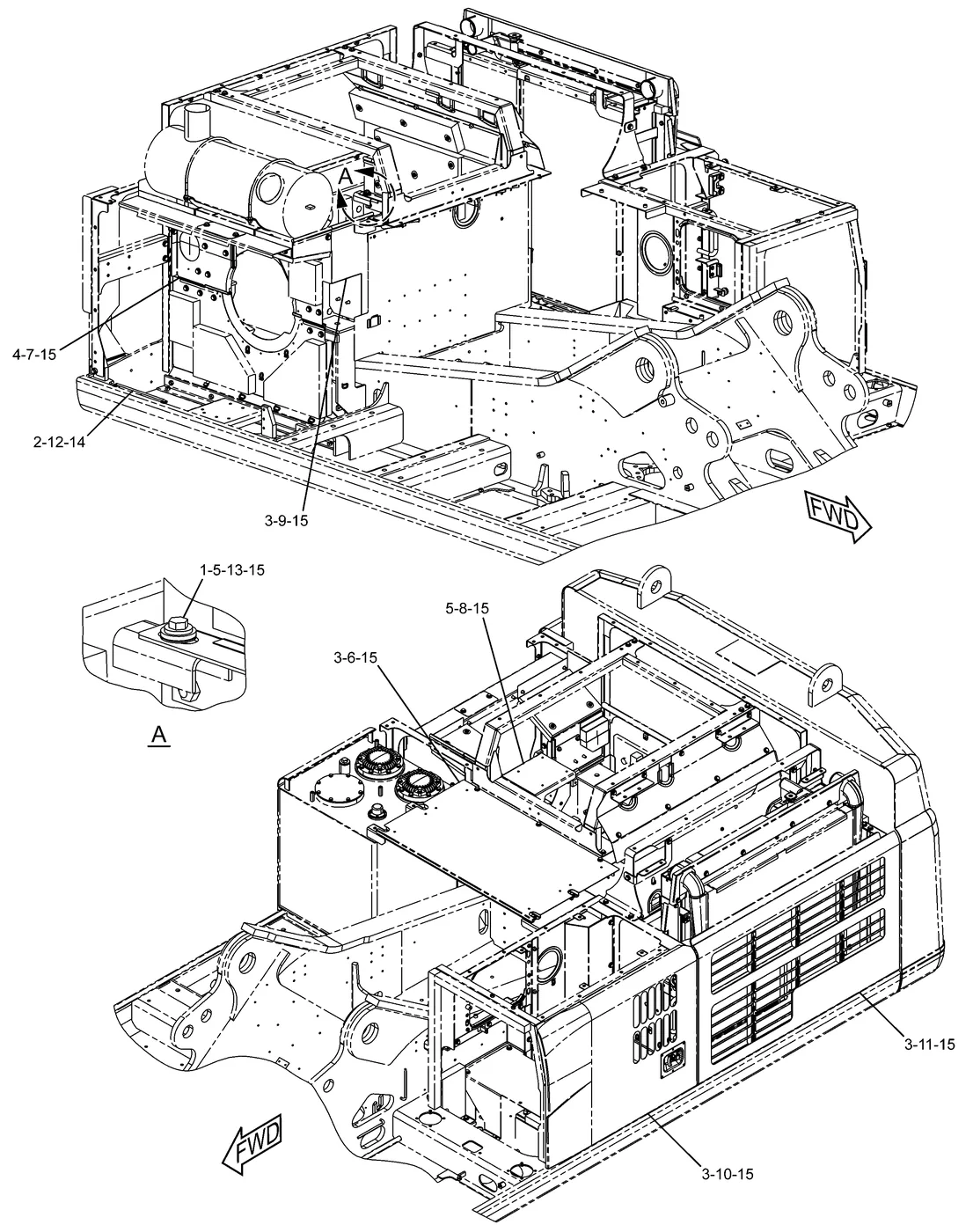 345C · FRAME AND BODY · 223-2967 CAT parts diagram