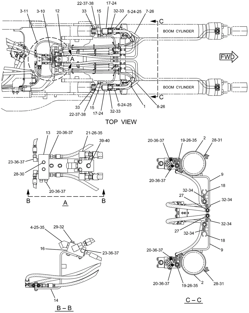 345C · HYDRAULIC SYSTEM · 227-0455 CAT parts diagram