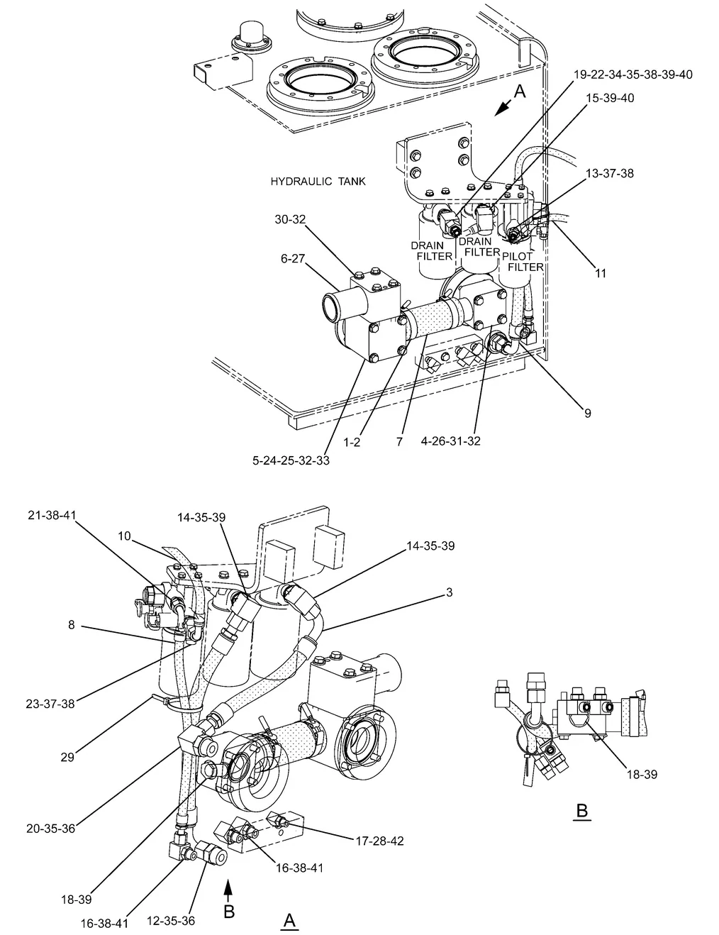 345C · HYDRAULIC SYSTEM · 239-1820 CAT parts diagram