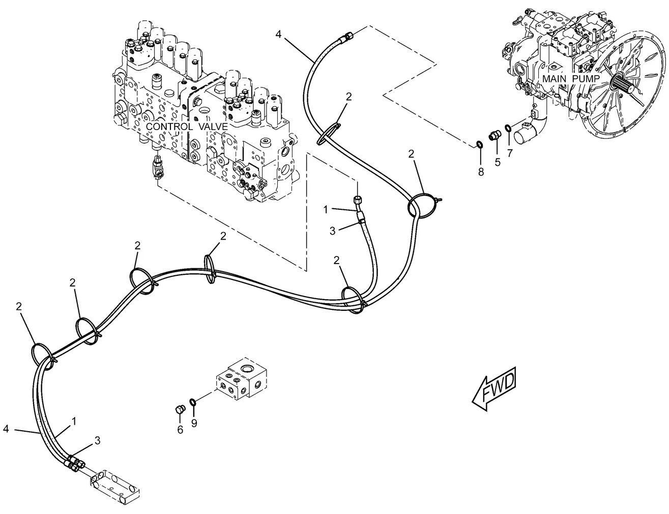 345C · HYDRAULIC SYSTEM · 227-0457 CAT parts diagram