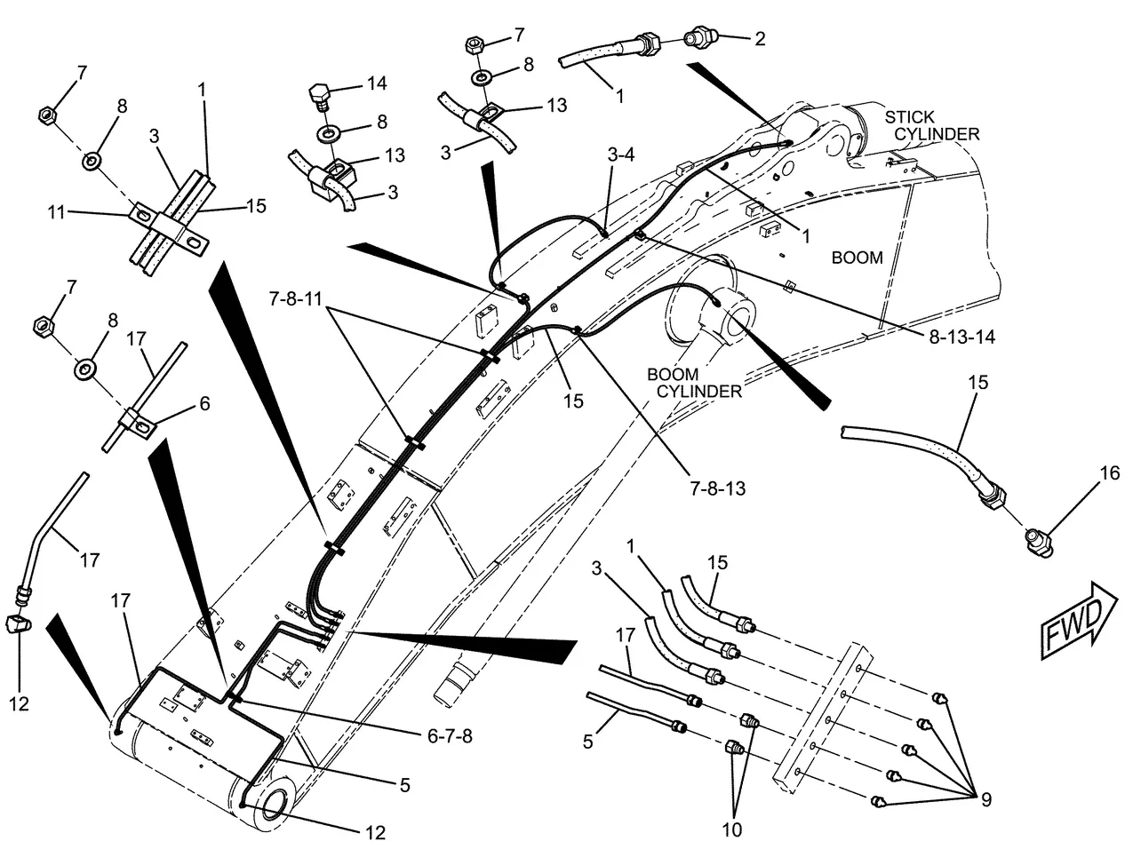 345C · IMPLEMENTS · 127-1343 CAT parts diagram