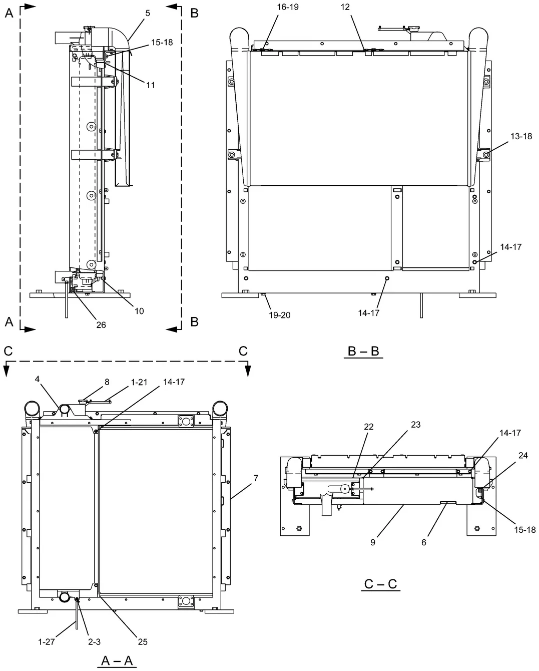 345C · COOLING SYSTEM · 210-8164 CAT parts diagram