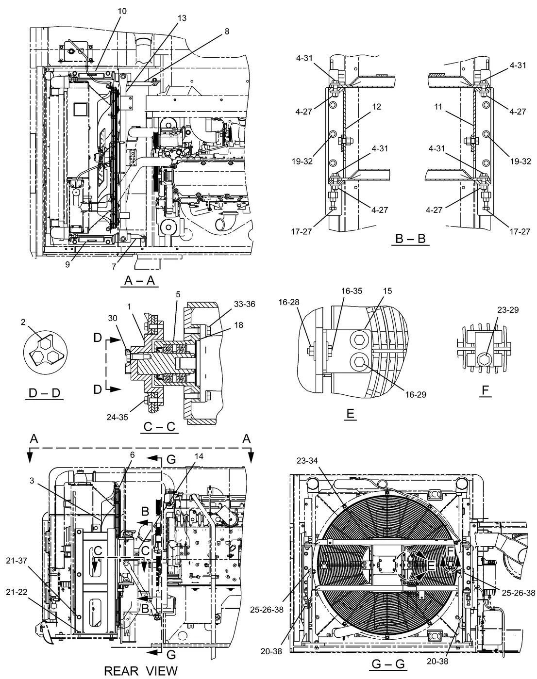 345C · COOLING SYSTEM · 210-8162 CAT parts diagram