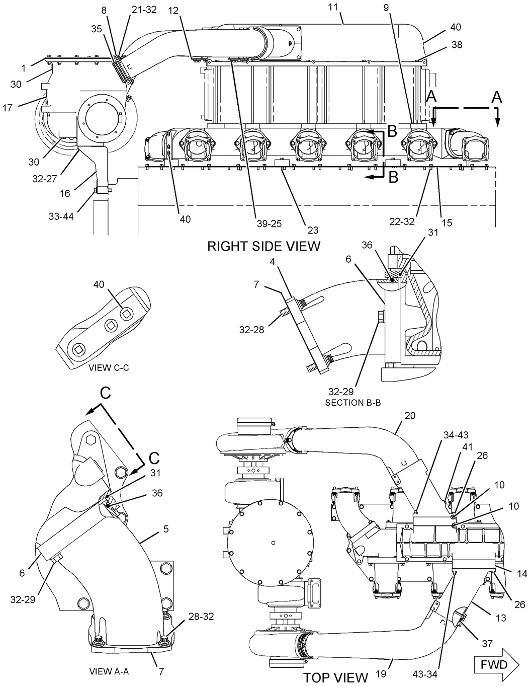 3512C · AIR INLET AND EXHAUST SYSTEM · 261-7305 CAT parts diagram