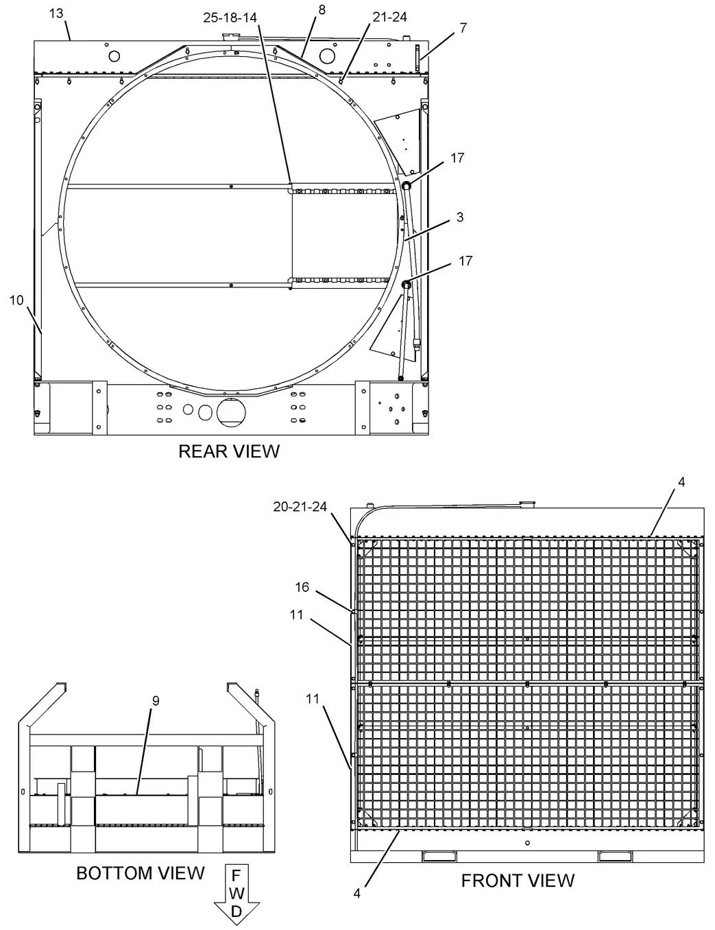 3516B · COOLING SYSTEM · 249-0301 CAT parts diagram
