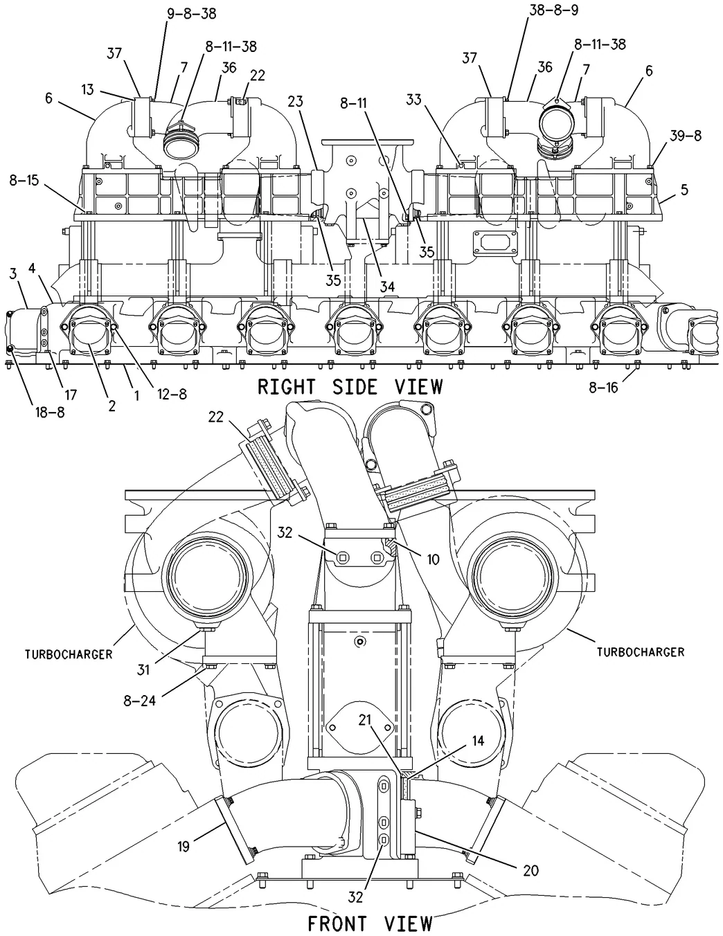 3516B · AIR INLET AND EXHAUST SYSTEM · 147-6619 CAT parts diagram