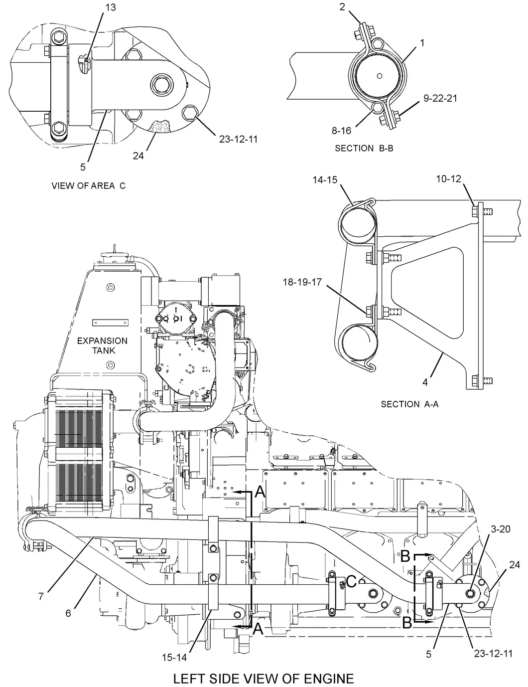 3516C · COOLING SYSTEM · 305-8613 CAT parts diagram