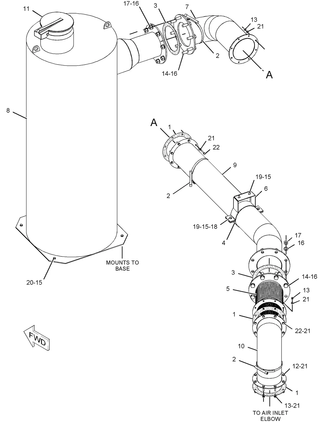 C18 · AIR INLET AND EXHAUST SYSTEM · 248-3055 CAT parts diagram