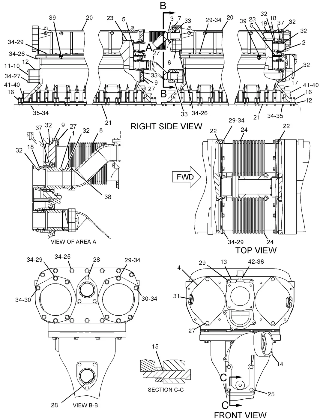 G3616 · AIR INLET AND EXHAUST SYSTEM · 159-1528 CAT parts diagram